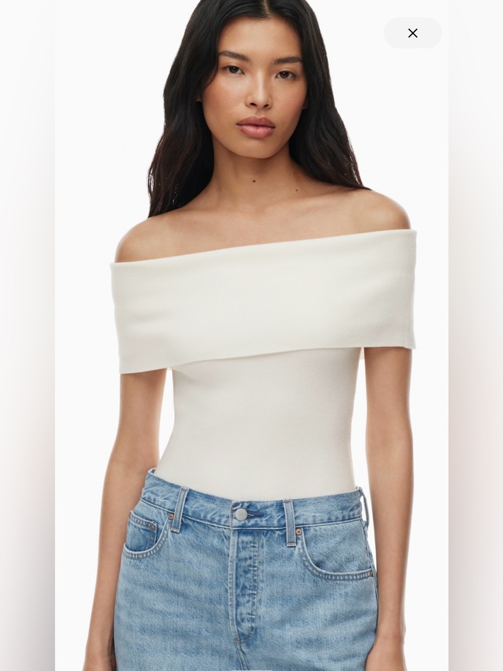 Aritzia Wilfred Nola Off Shoulder Sweater Top Ivory Cream Size M Medium